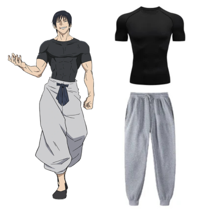 Toji  Training Set Compression Shirt/Grey Joggers (Optimal performance in gym)